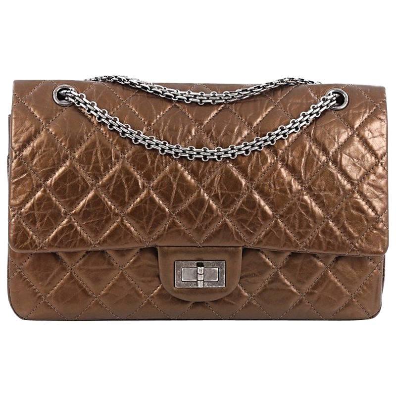 Chanel Reissue 2.55 Handbag Metallic Quilted Aged Calfskin 227