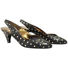 1950s Fendi Leather Polka-Dots Pumps 10