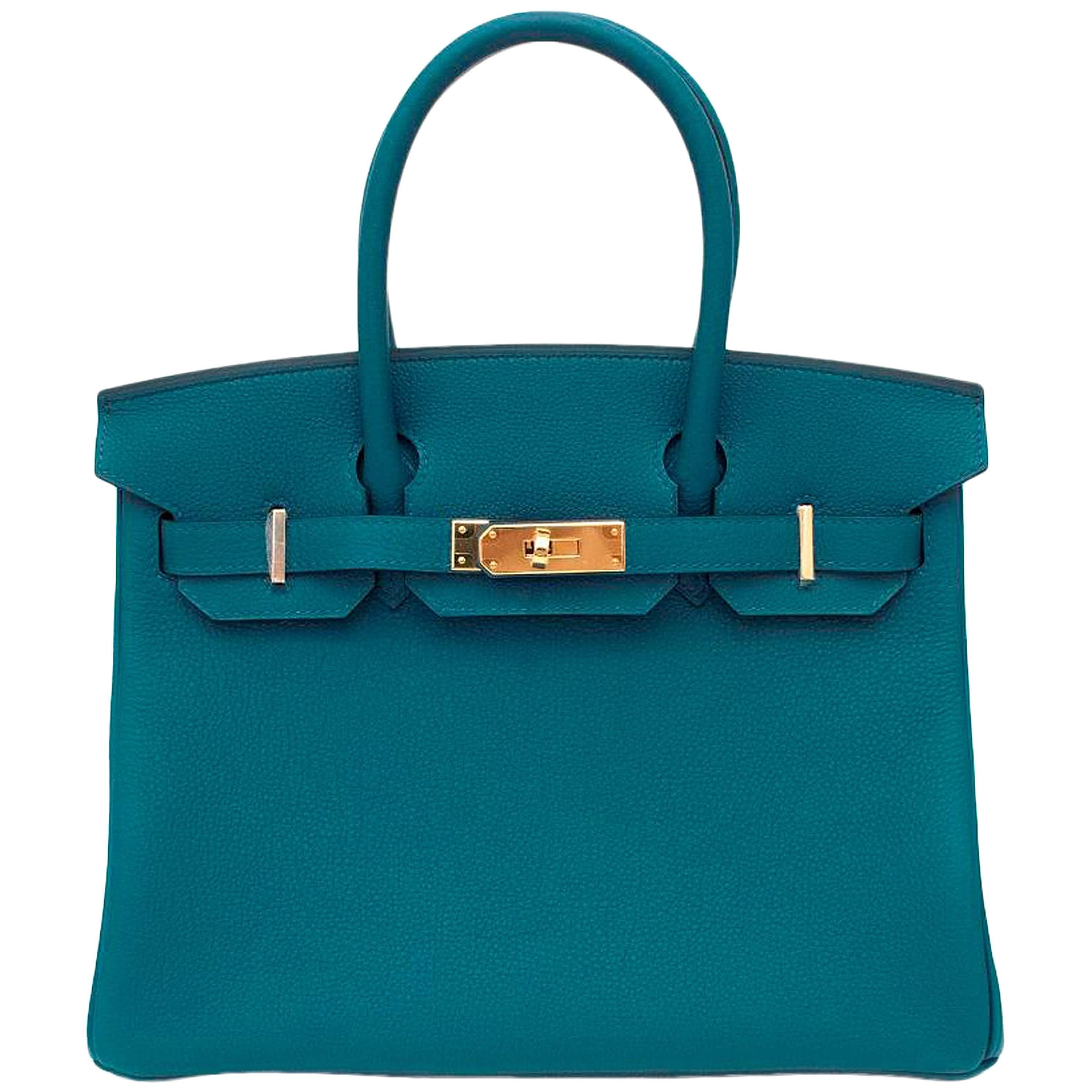 Hermes Cobalt Blue Togo Leather 30cm Birkin For Sale