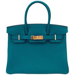 Hermes Cobalt Blue Togo Leather 30cm Birkin For Sale at 1stDibs