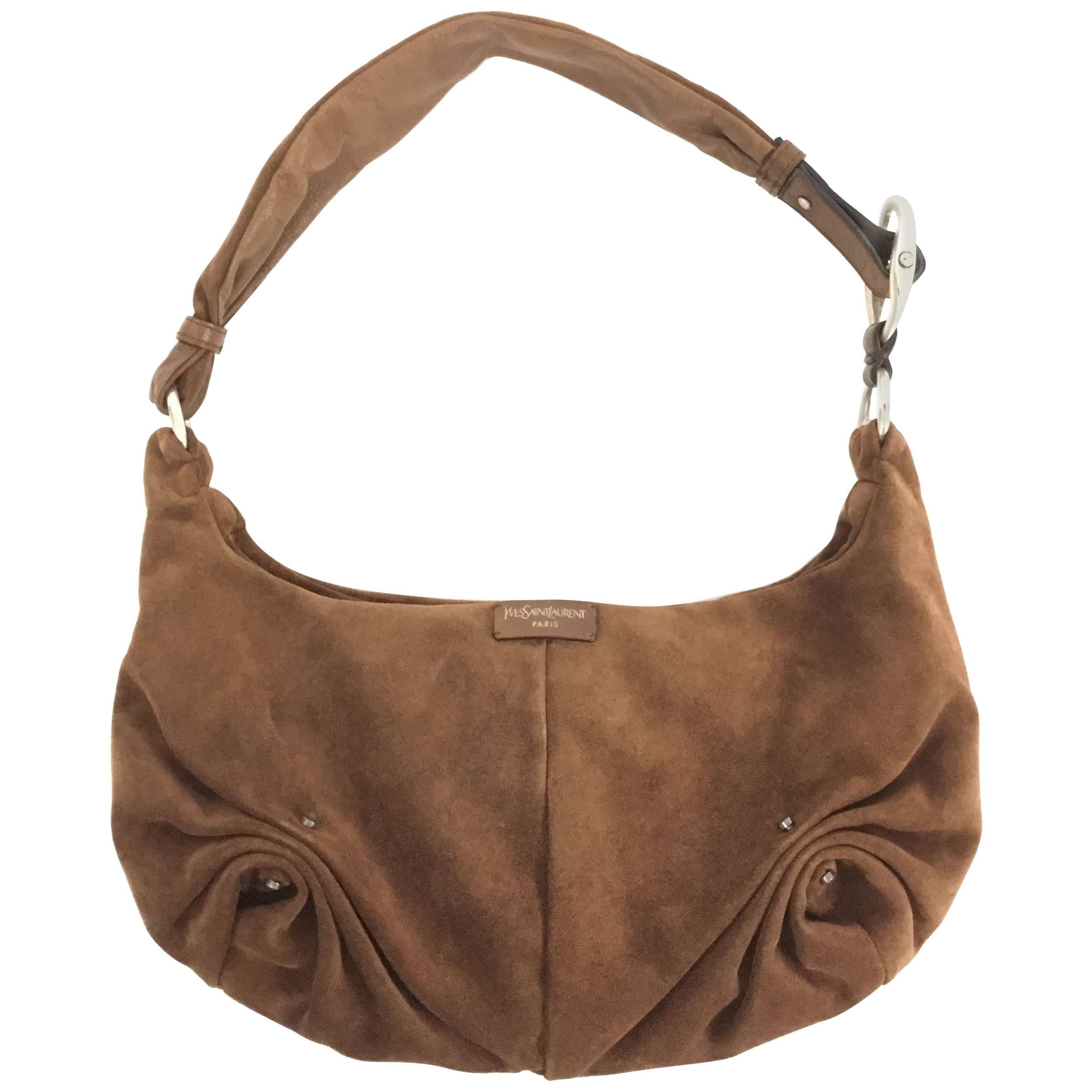 2004 Yves Saint Laurent Mamounia Brown Lambskin Shoulder Bag For Sale