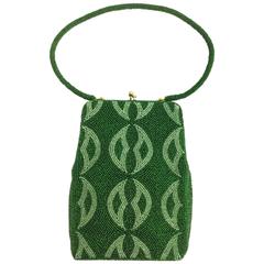 Fantastic 1960s Mid Century Green Richere Beaded Purse