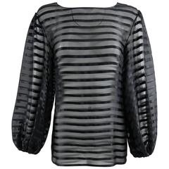 Chanel Sheer black striped blouse with full sleeves 1