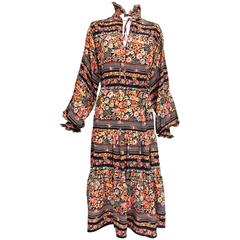 Vintage Rety Paris floral silk crepe bohemian style dress 1970s 6