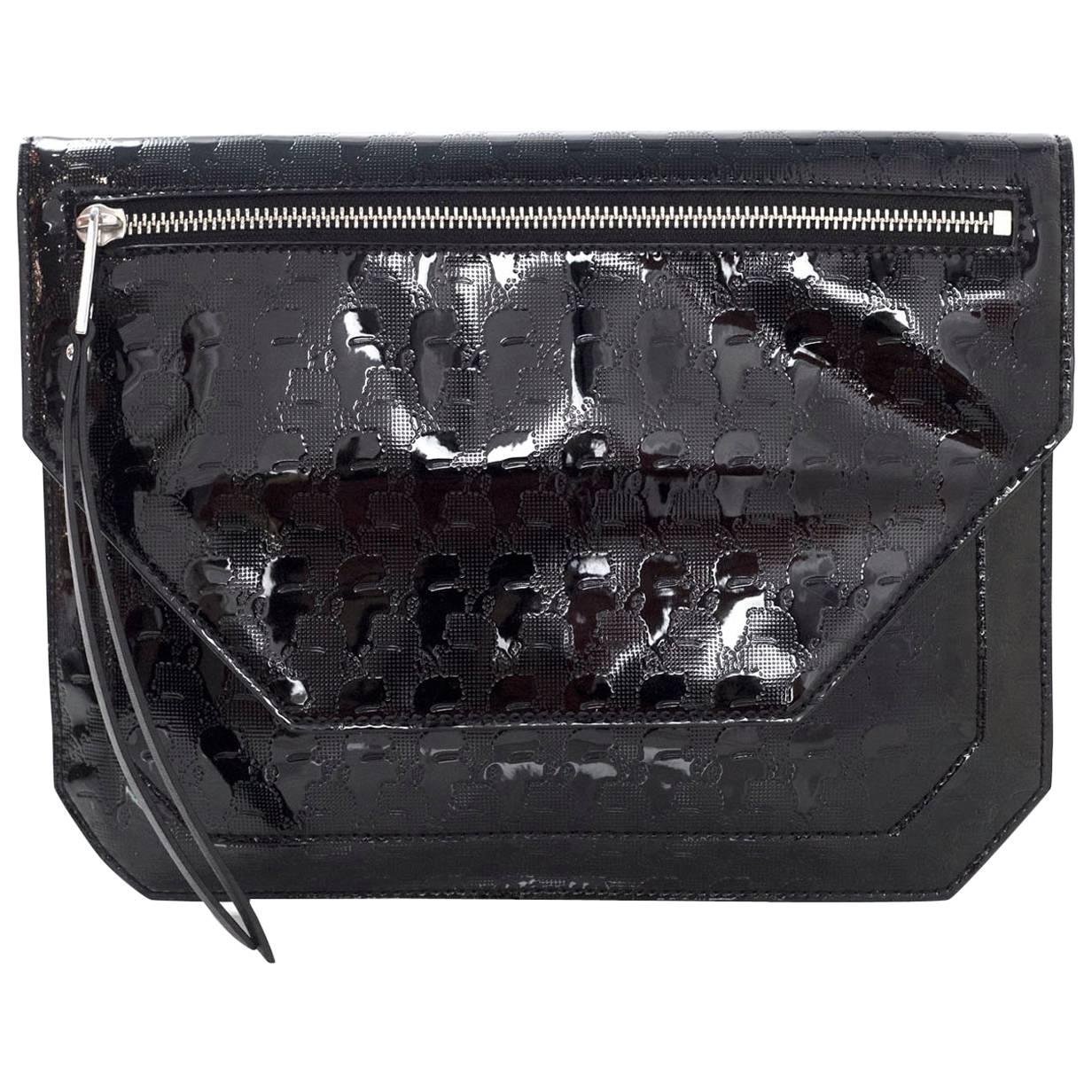Karl Lagerfeld Black Patent Clutch Bag