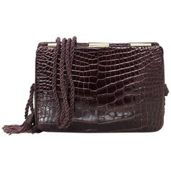 Judith Leiber Vintage Brown Crocodile Evening Bag 7
