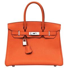Hermes Orange Togo Leather 30cm Birkin 3