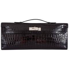 Hermes Kelly cut Black Porosus Crocodile Kelly Cut Clutch Most wanted Color 12