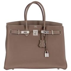 Hermes Birkin Bag 35 Etoupe Togo Leather with an extra phone pocket 10