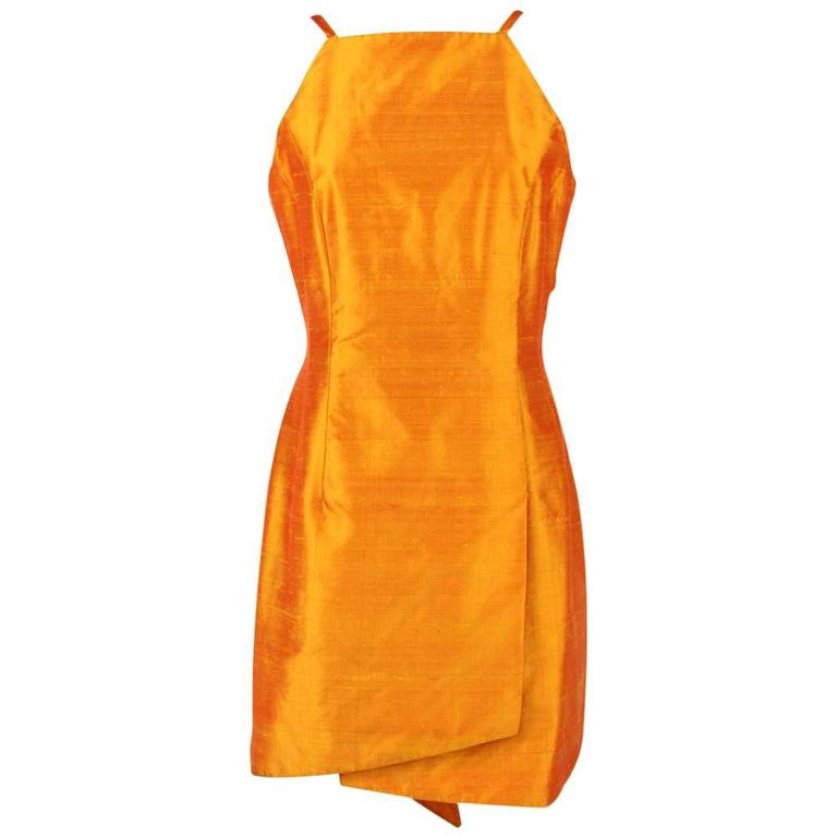 1980s Mila Schön Orange Shantung Silk Dress For At 1stdibs 1980s Mila Schön Orange Shantung Silk Dress For