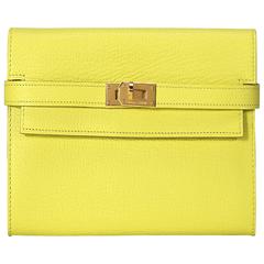 hermes wallet yellow Hermes Kelly Wallet Leather Yellow Color GHW