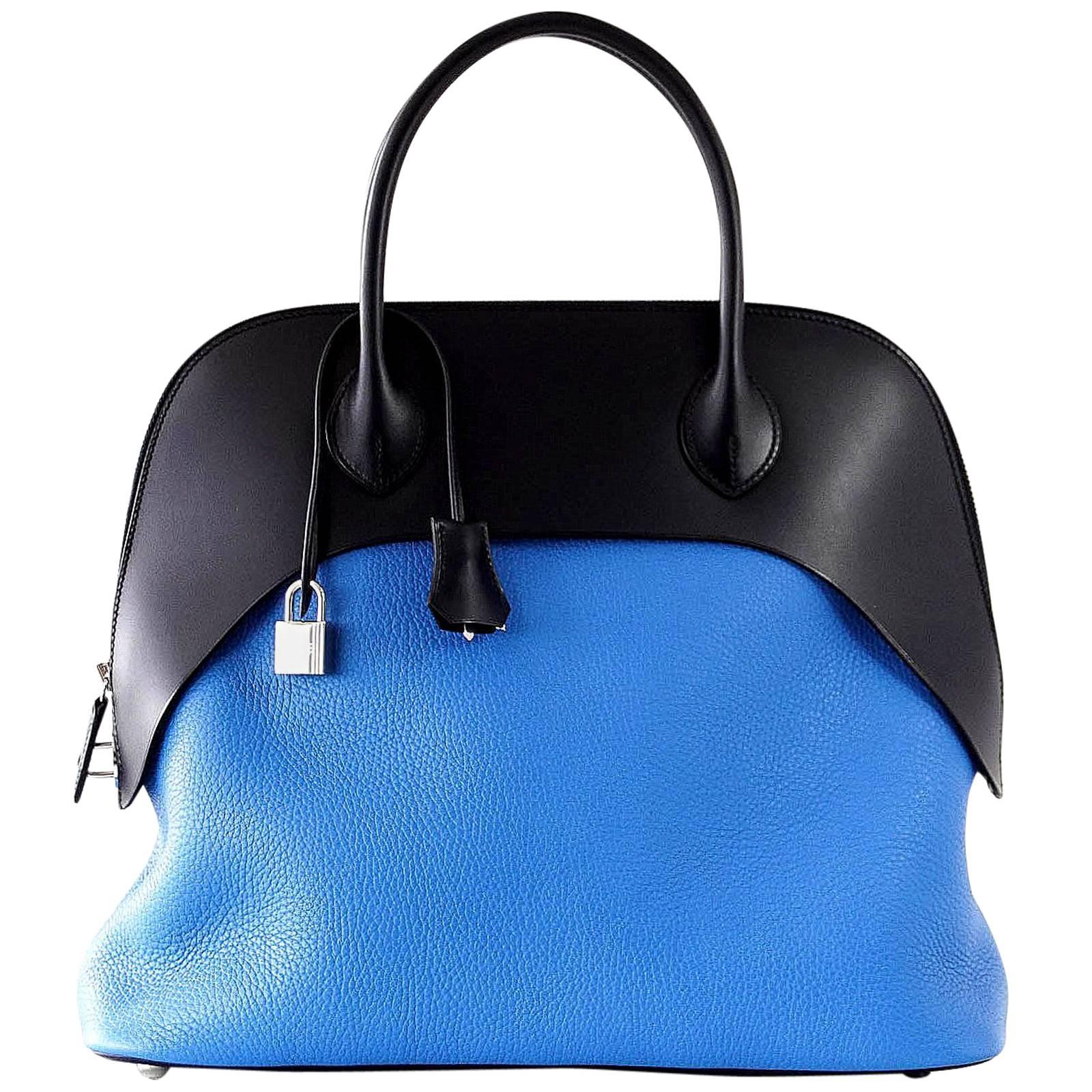 Hermes Blue Zanzibar / Blue Indigo Clemence Sombrero Paddock Bolide 35 Bag 