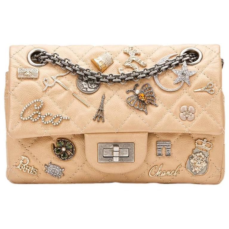 2014 Chanel Gold Aged Calfskin Lucky Charms 2.55 Reissue 224 Double