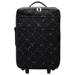 2000s Chanel Black & White Nylon Waterproof Travel Line Rolling Case