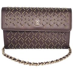 Chanel Metallic Copper Studded Pochette/clutch/wallet With Chain 2016 New