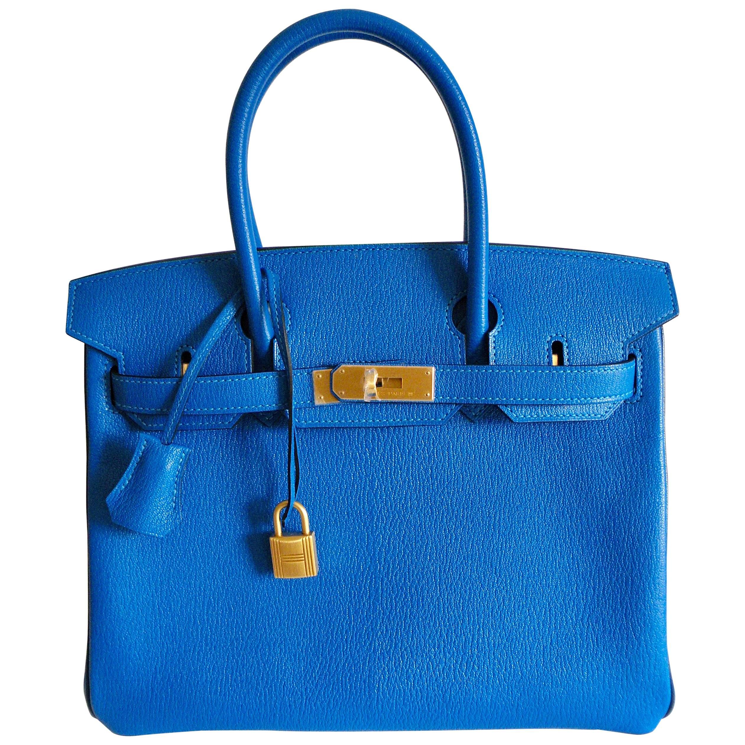 Hermes HSS Special Order Birkin 30cm Blue Hydra and Blue Saphire For Sale