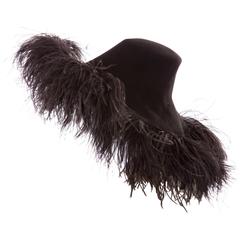 Alber Elbaz Lanvin Runway Black Wool Felt Hat Ostrich Feather Trim, Fall 2014 11