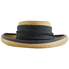 Suzanne Couture Millinery Beige with Black Straw Hat