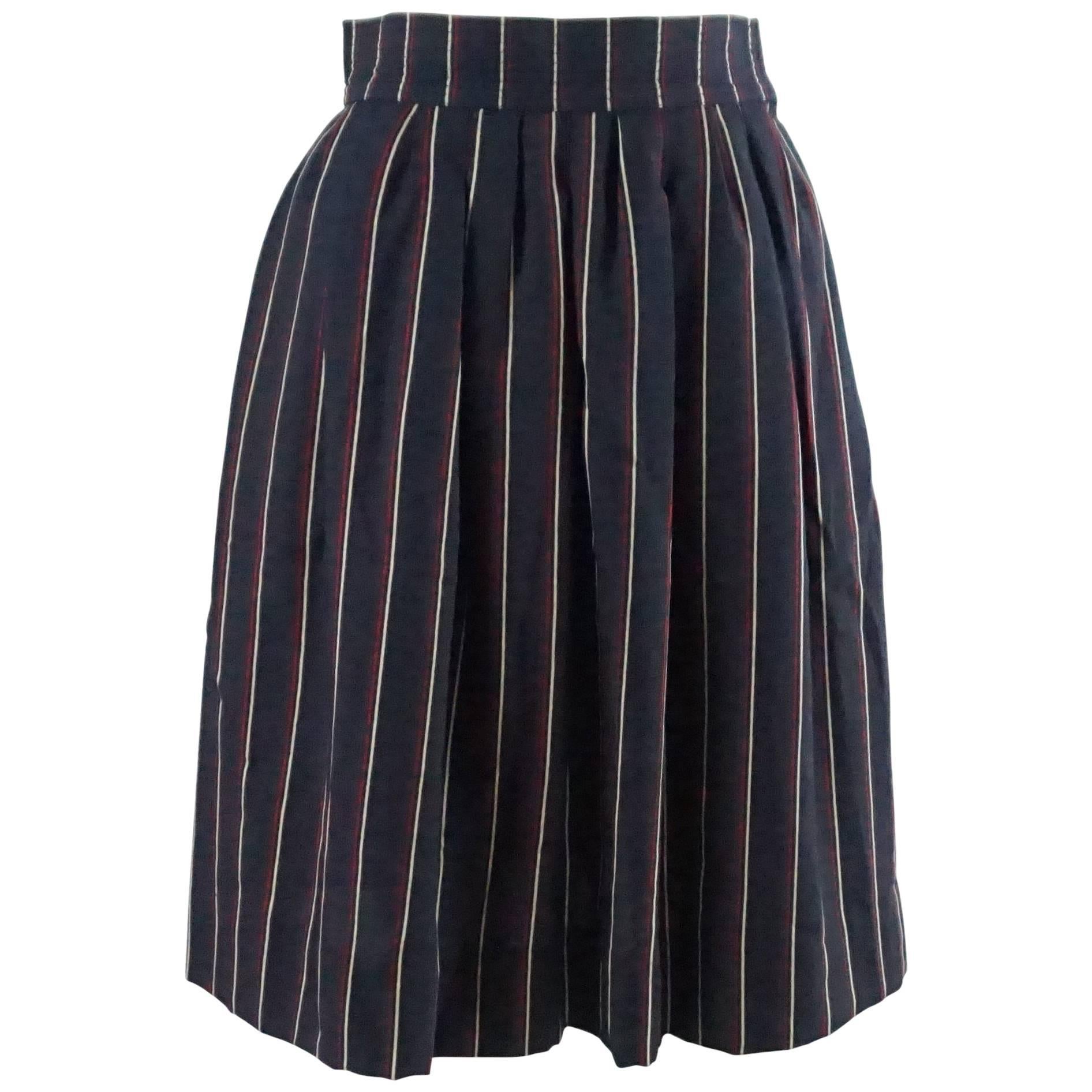 Yves Saint Laurent Navy Striped Skirt - 36 - 1960's  For Sale