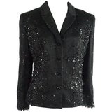 Badgley Mischka - Giacca nera in pizzo e strass con lati allacciati - 12