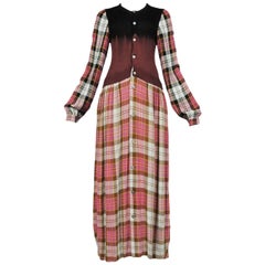 Comme des Garcons Pink Plaid Grunge Dress 1994