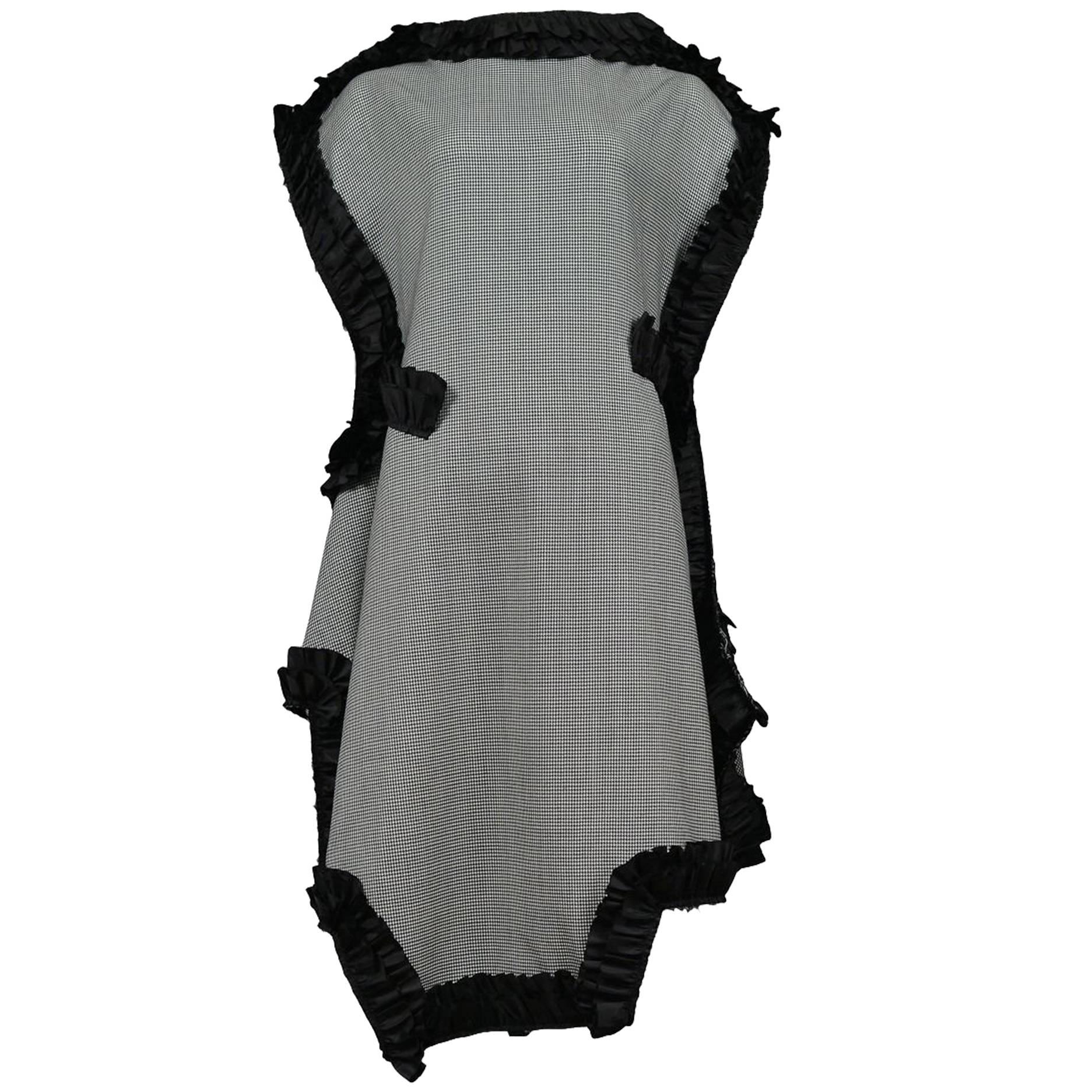 Comme des Garcons Schwarz-weiß kariertes Kleid mit flachem Rüschen 2013 im Angebot