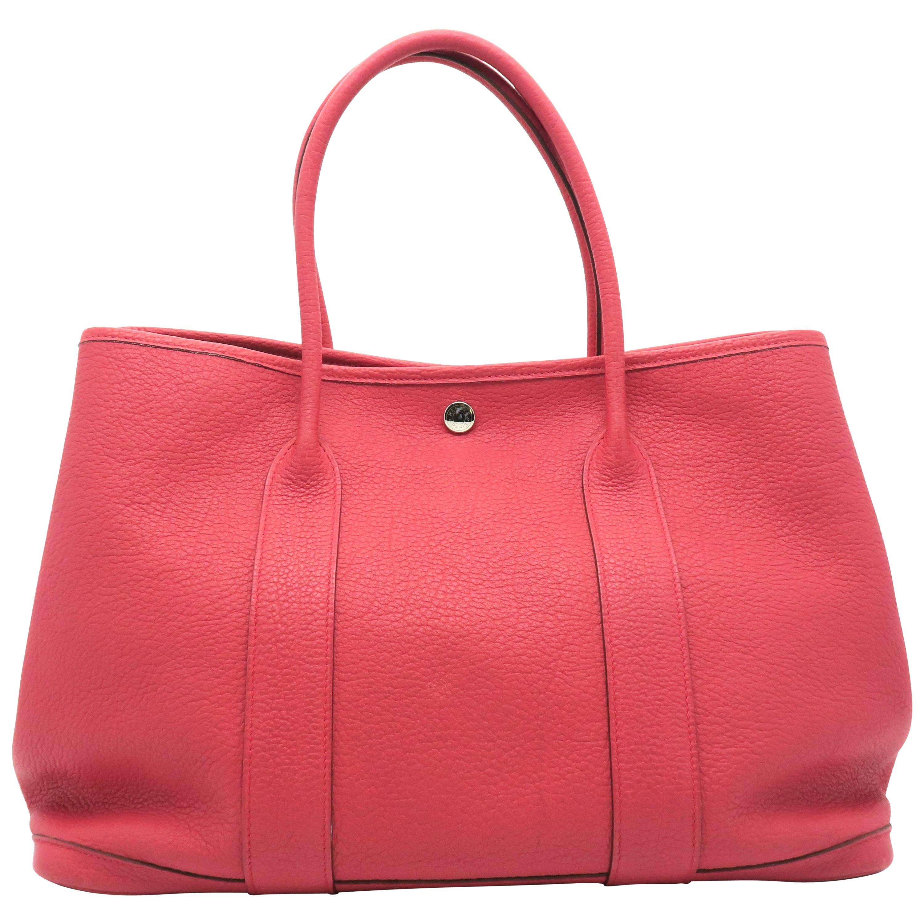 Hermes Garden Party PM Rouge Duchesse Red Negonda Leather Tote Bag For Sale