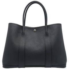 Hermes Garden Party PM Noir Black Vache Country Leather Tote Bag
