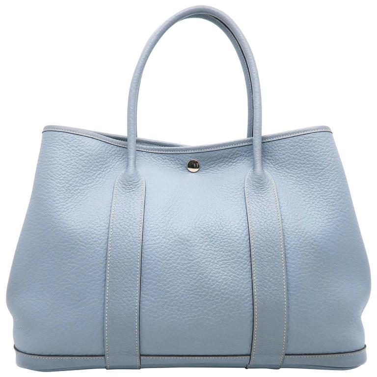 Garden party leather tote Hermès Blue in Leather - 20936667