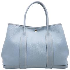 Hermes Garden Party PM Bleu Lin Blue Negonda Leather Tote Bag