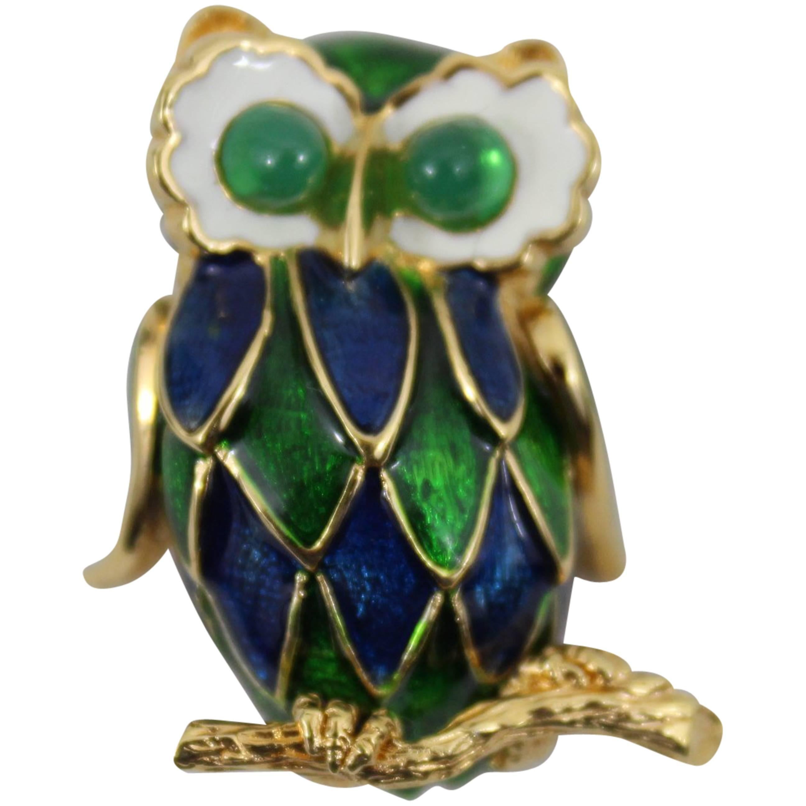 Vintage Carven super cute Owl Brooch For Sale