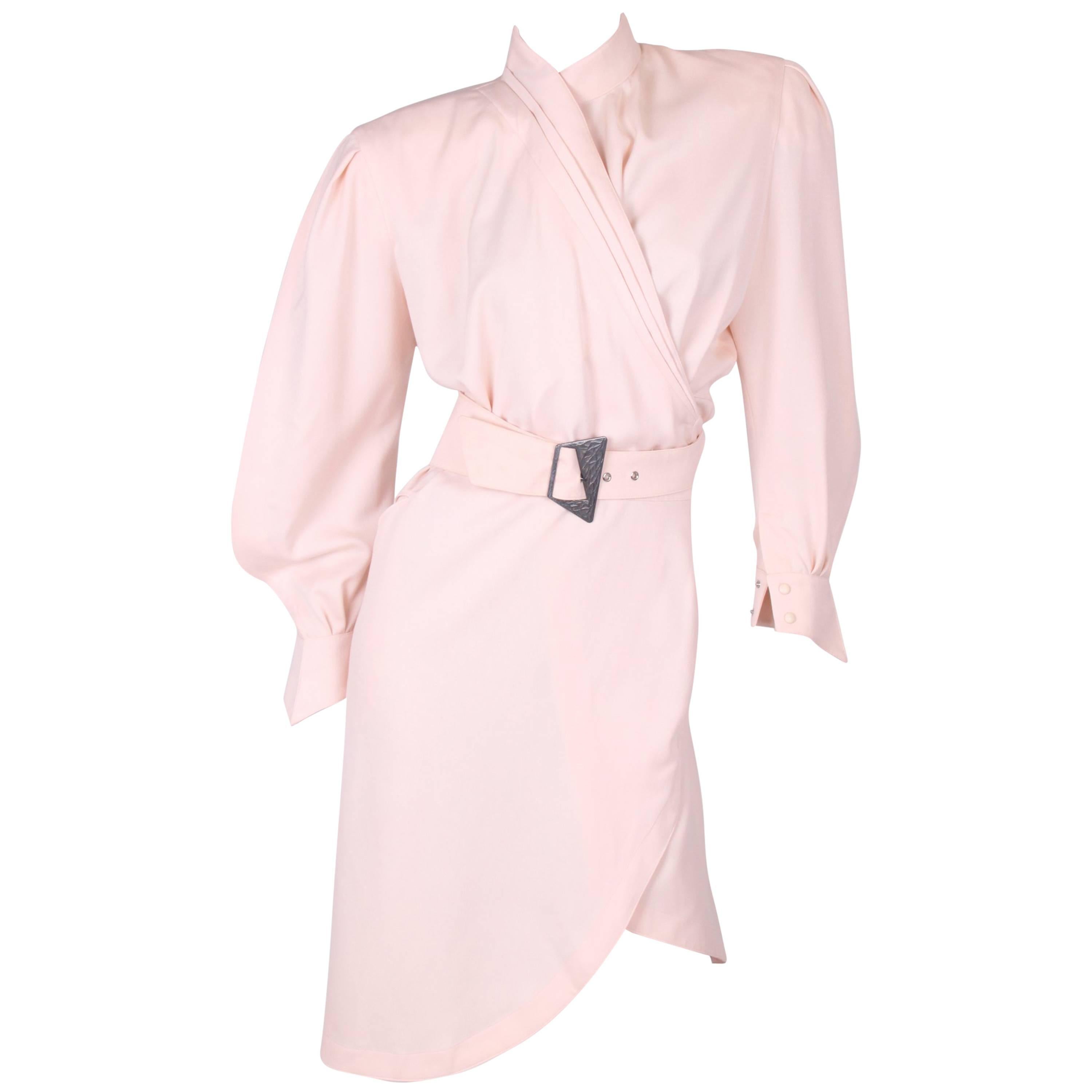 Thierry Mugler Wrap Dress - salmon pink For Sale