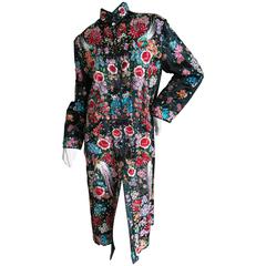 1920's Asian Exquisite Embroidered Evening Coat with Chrysanthemum and Birds