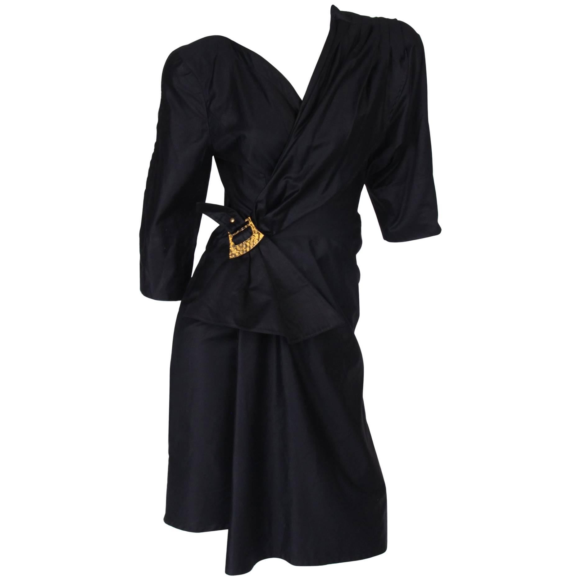  Thierry Mugler Wrap Dress - black  For Sale