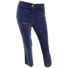 Chanel 2003 Navy Blue Corduroy Chic Mid Rise Slim Fit Capri Pants Pedal Pushers 5