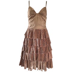Marc Jacobs Runway 1920s Flapper Style Taupe Size 2 Tiered Polka Dot Dress 