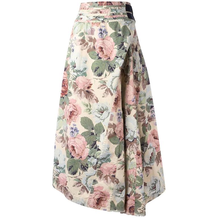 Comme Des Garçons Junya Watanabe Multicoloured Floral Skirt For Sale at