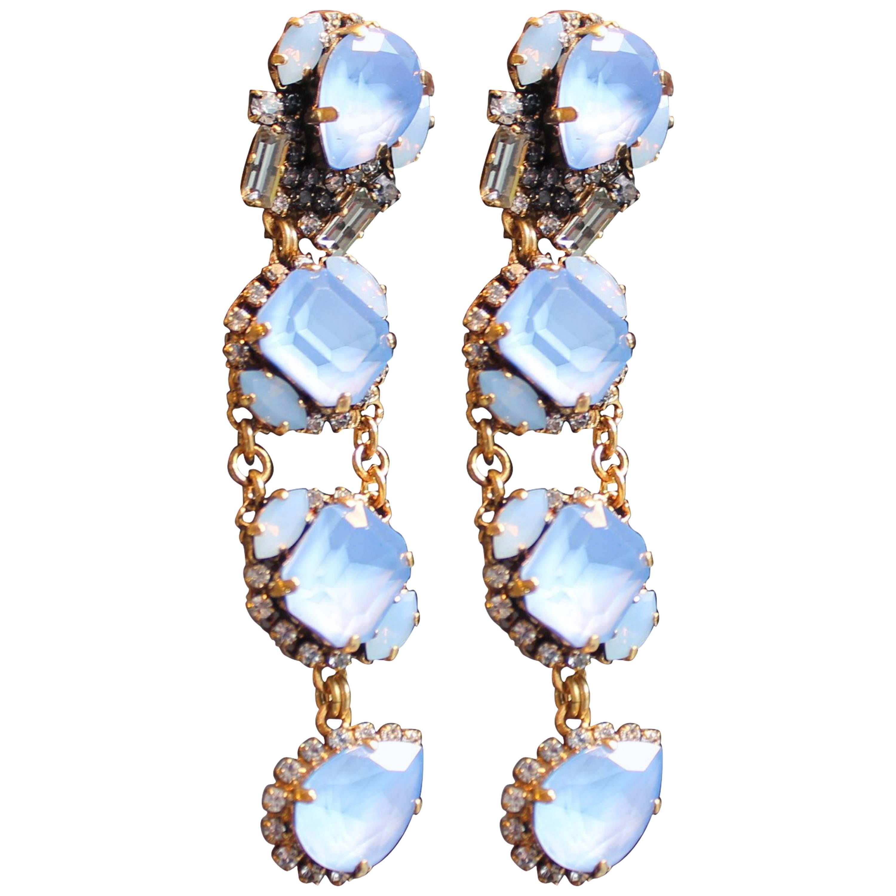 Forget-me-not Blue Statement Drop Earrings