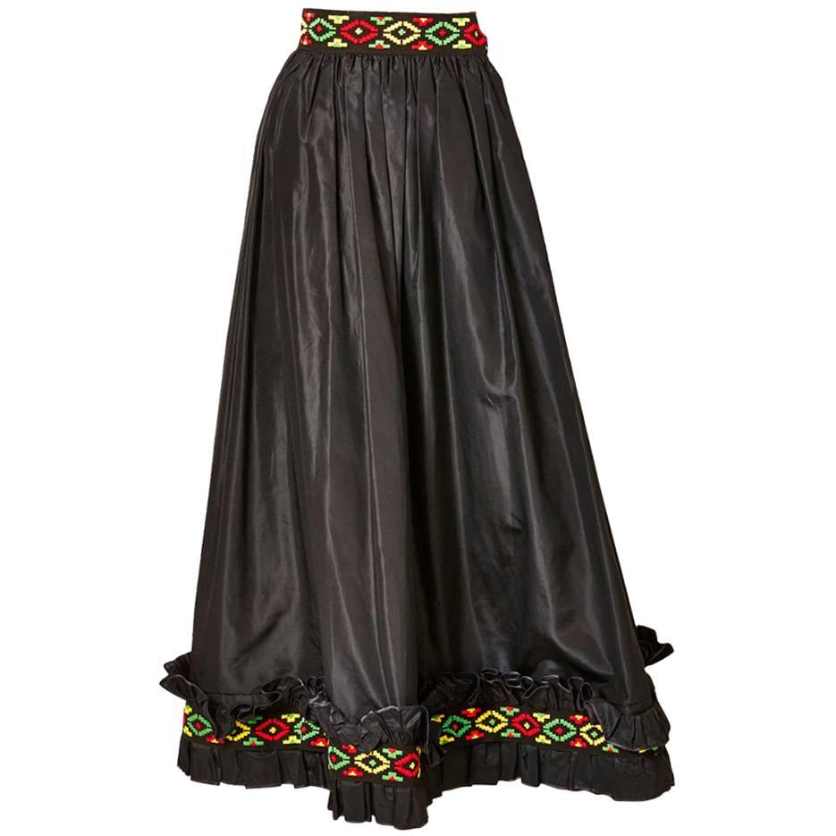 Yves Saint Ethnic Inspired Tafffeta Skirt 