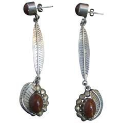 Sterling Artisan Mexican Statement Earrings ca 1980s 6