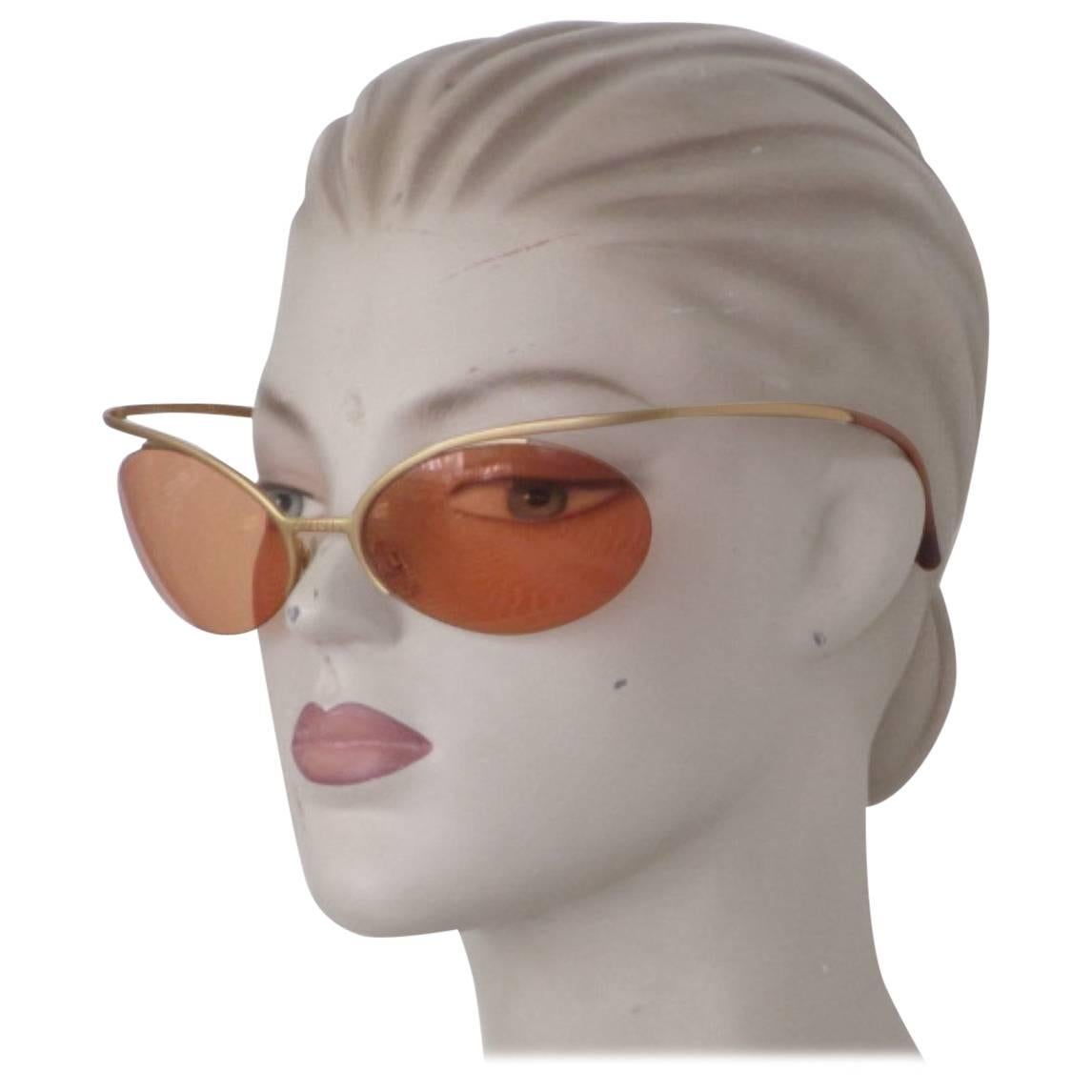 rare 90's chanel gold metal sunglasses