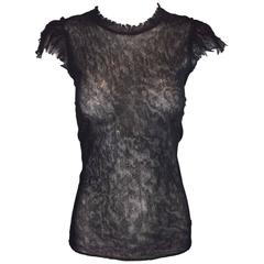 S/S 2001 Dolce & Gabbana Sheer Mesh Babydoll Top Blouse 42 XS/S 10