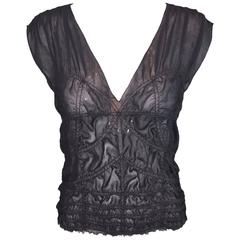 1990's Jean Paul Gaultier Femme Sheer Black Grecian Blouse Top 12