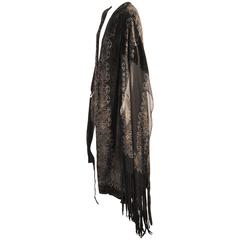 Gallenga Stenciled Silk Velvet & Silk Chiffon Coat ex Wardrobe of a Princess 11