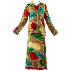 Issey Miyake Autumn-Winter 1996 floral devoré skirt suit 
