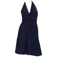 1960s Jean Patou Numbered Haute Couture Navy Backless Halter Dress 9