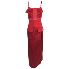 F/W 1996 Gianni Versace Runway Red Sheer Silk Gown Dress 1