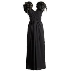 1970s Lilli Diamond Vintage Black Feathers Gown 3