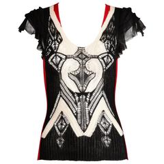 Jean Paul Gaultier Knit Sweater Top or Shirt with Mesh Sleeves 10