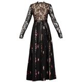 Richilene Vintage Black Lace Hand-Painted Silk Dress with Tags, 1970s